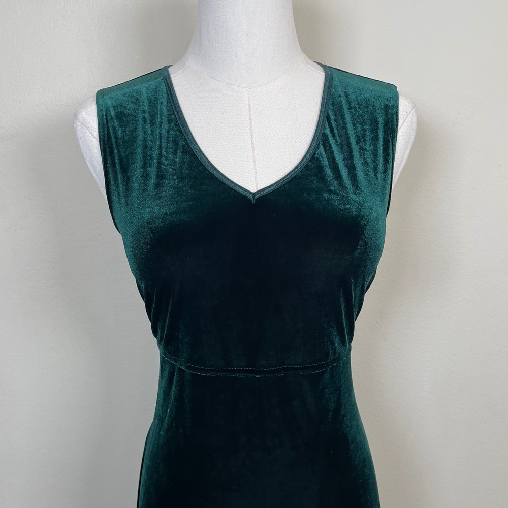Vintage Rabbit Rabbit Rabbit Designs Velvet Maxi Dress 10P Green Whimsigoth 90s - Picture 3 of 11